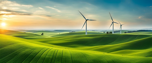 Windturbine op het groene veld