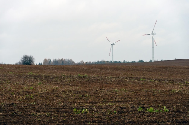 Windturbines in een veld met tarwe Opwekking van hernieuwbare elektriciteit Hernieuwbare energiebronnen