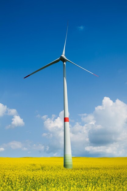 Foto windturbines op het veld tegen de lucht