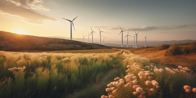 Windturbines zijn alternatieve elektriciteitsbronnen het concept van groene energie