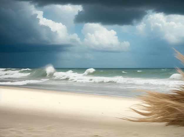 Foto il tempo ventoso su una spiaggia una bella vista