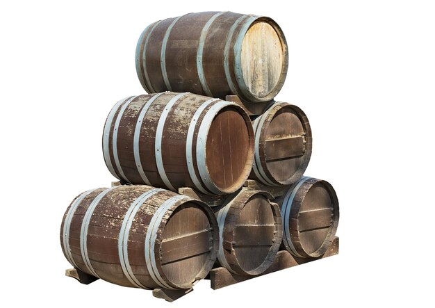 Wine barrel on white background