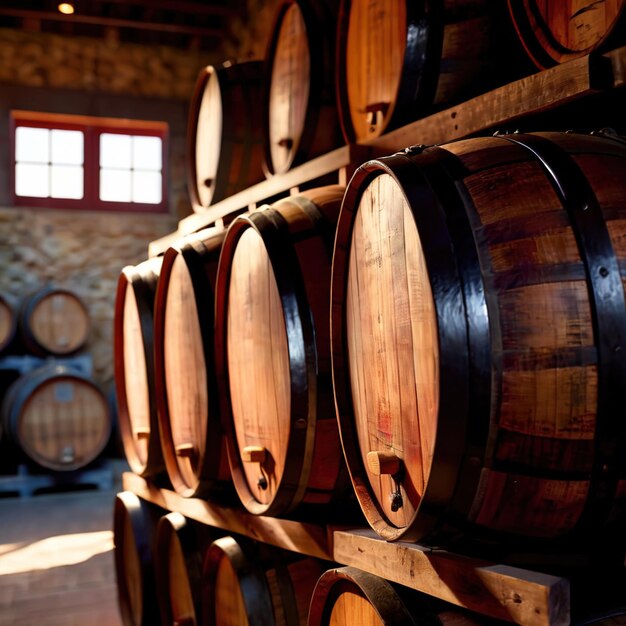 写真 造プロセスの一環として酒屋の倉庫に保管されているワインの