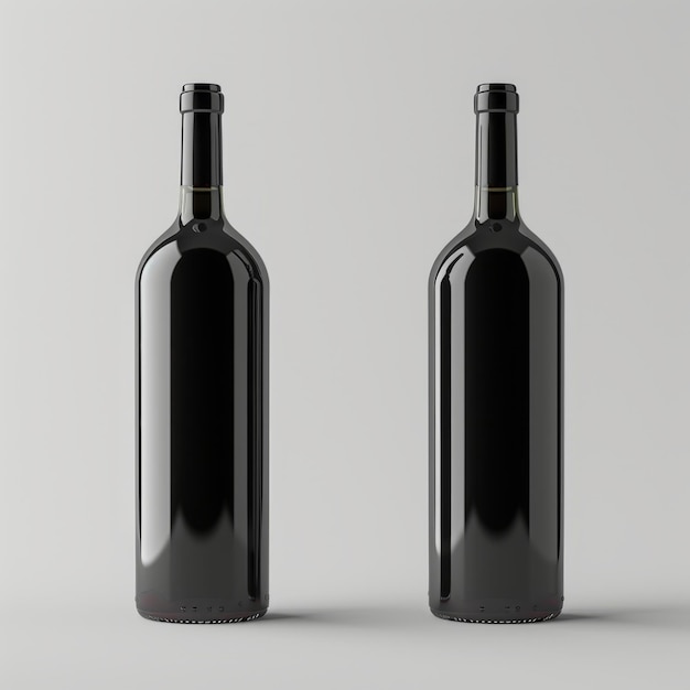 Foto wine bottle label mockup design side view red wine on black vertical