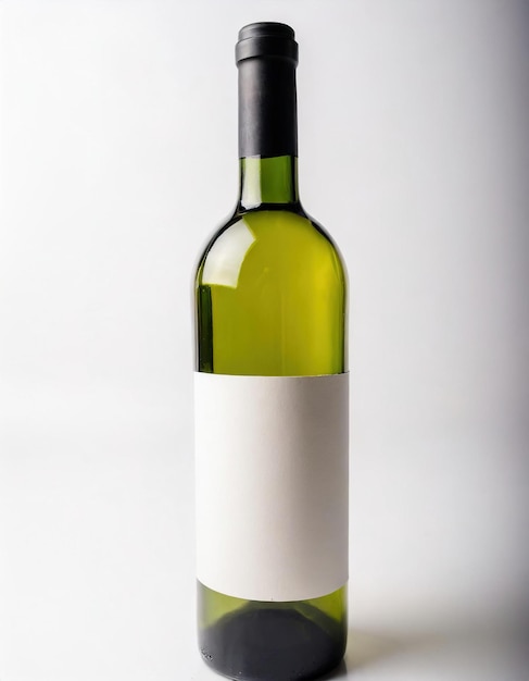 Wine bottle with blank label isolated on white background