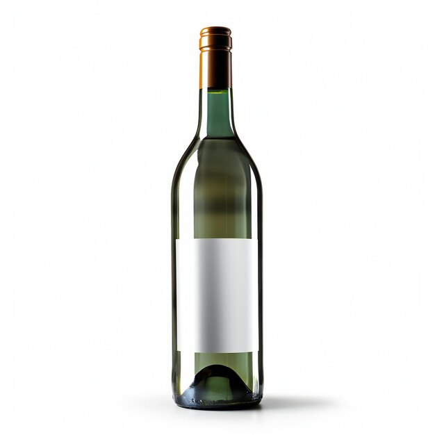 Photo wine bottle with blank label isolated on white background