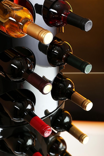 Wine bottles closeup