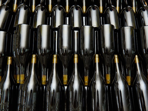 Wine bottles in factory