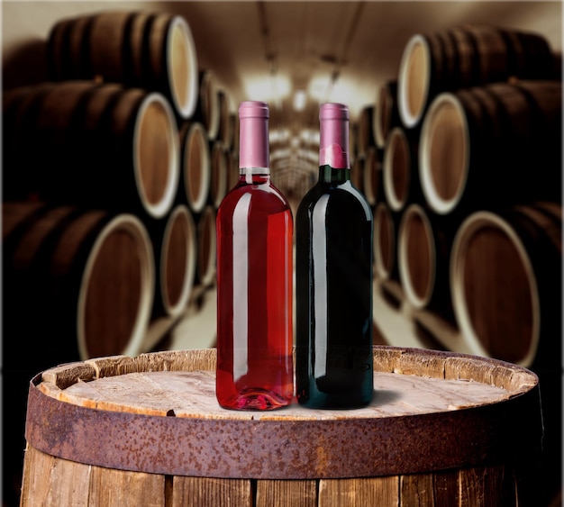 Wine bottles isolated on background