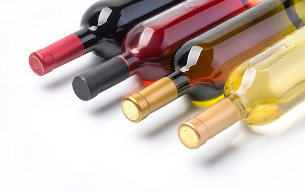 Wine bottles isolated on white with clipping path