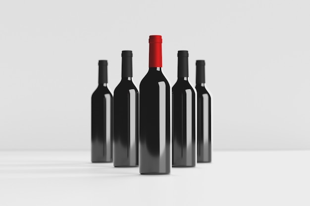 wine bottles mockup 3d illustration