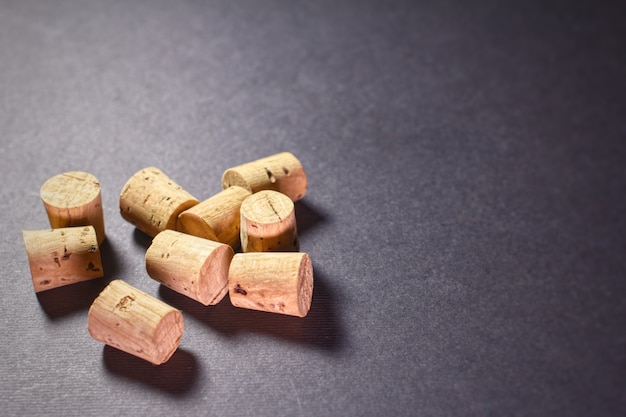 wine cork on a black background. copy space