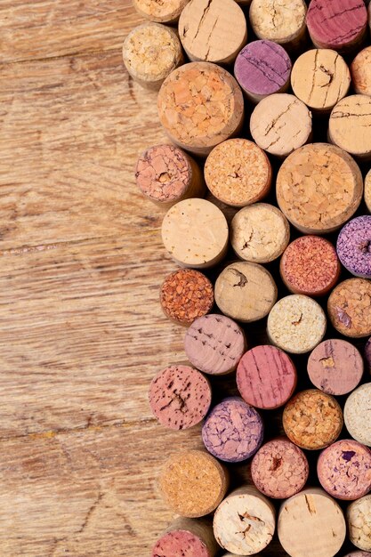 Wine corks background. Copy space Background for text