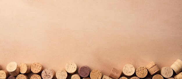 Photo wine corks on a isolated pastel background copy space