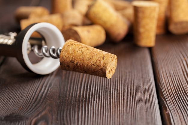 Wine corks with corkscrew