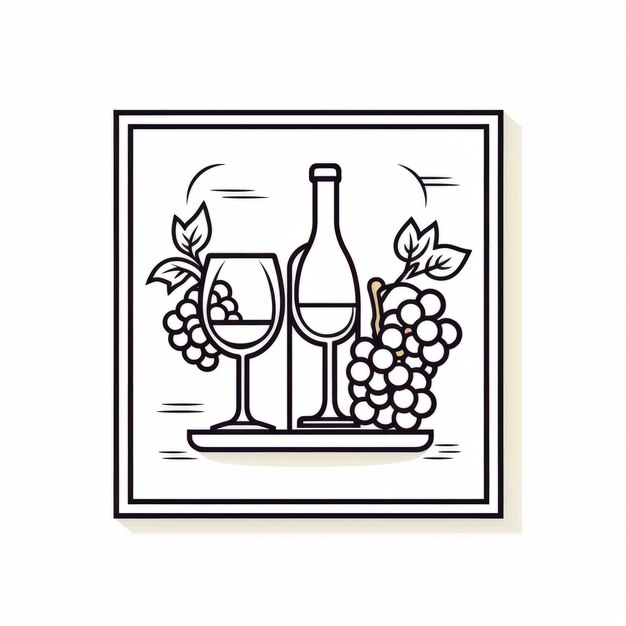 Фото wine frame elegant line art векторная икона, охватывающая winethemed art на чистом белом фоне