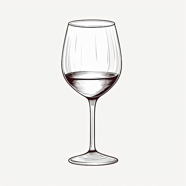 Photo a wine glass drawn on a white background in the style of personal iconography