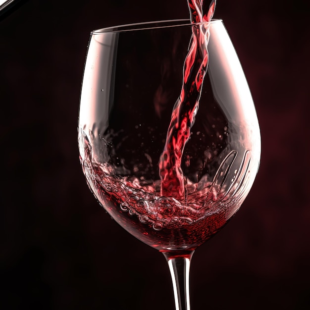 ワイングラスにワインという文字が書かれたグラスに注がれています。