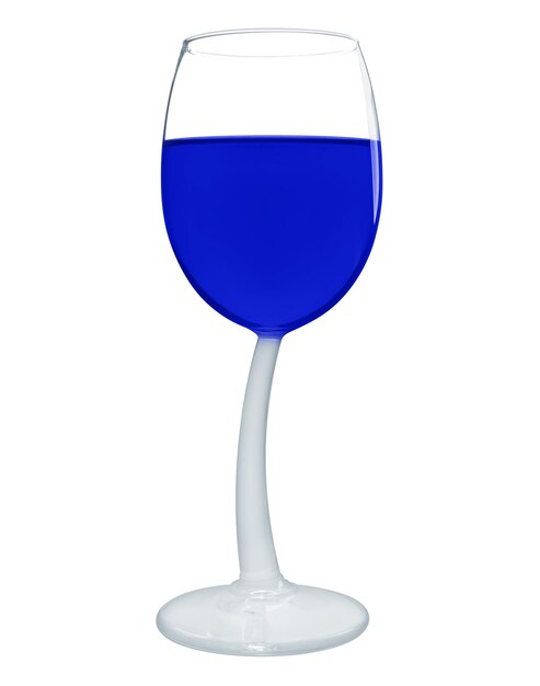 分離されたグラスの中のワイン ブルー