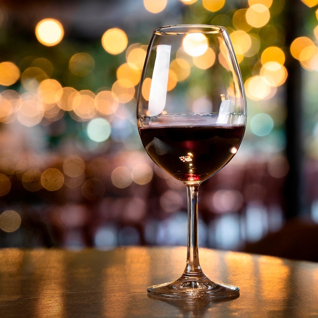 Wine glass with bokeh lights background