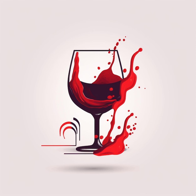 A wine glass with red liquid and a red liquid splashes around it.