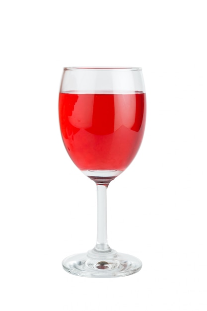 Wine glass with water and ink isolated on white background