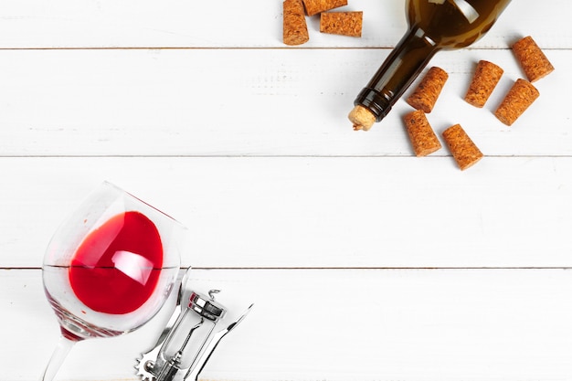 Wine glass on wooden background