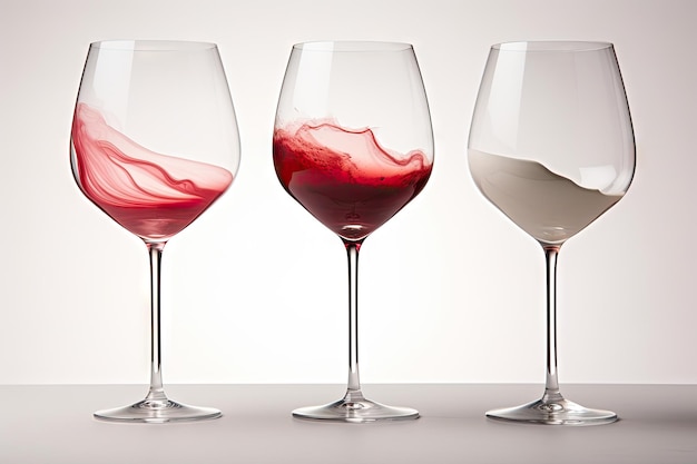 Foto bicchieri da vino per rosso bianco e rosato