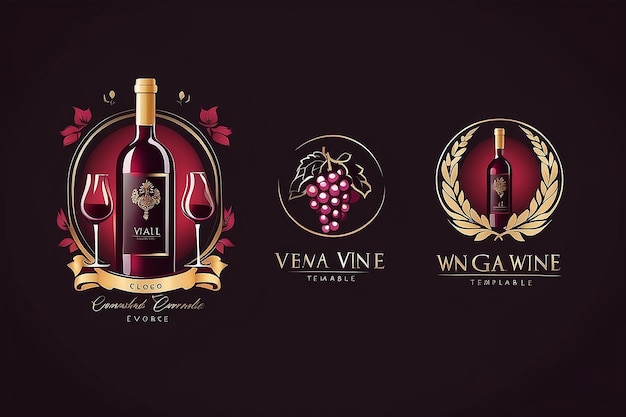 Photo wine logo design vector icon wine templete