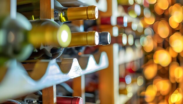 Foto un rack per il vino con una bottiglia di vino su di esso