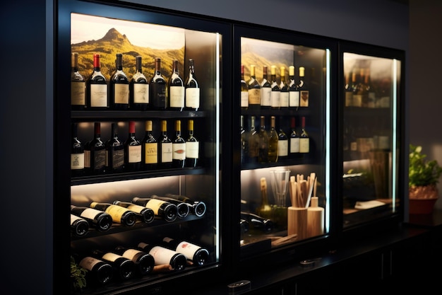冷蔵庫のデジタル画面に表示されるワインの選択