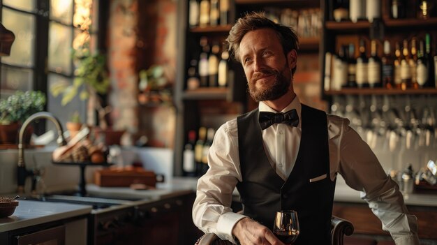 Wine Sommelier in a sophisticated and elegant outfit