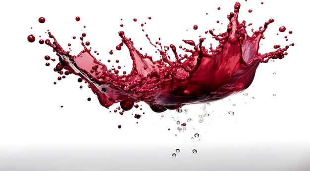 Wine splash on white background Splashing merlot cabernet Abstract bright splashes close up Liquid