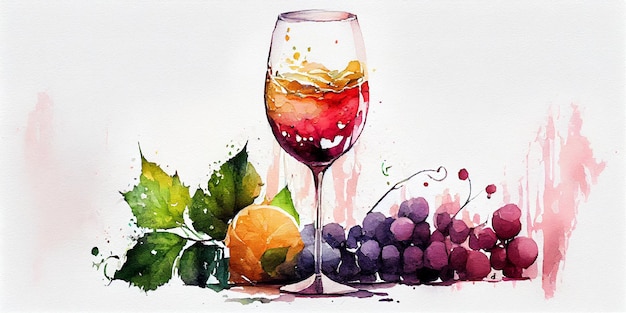 Wine in watercolor styleGenerative Ai