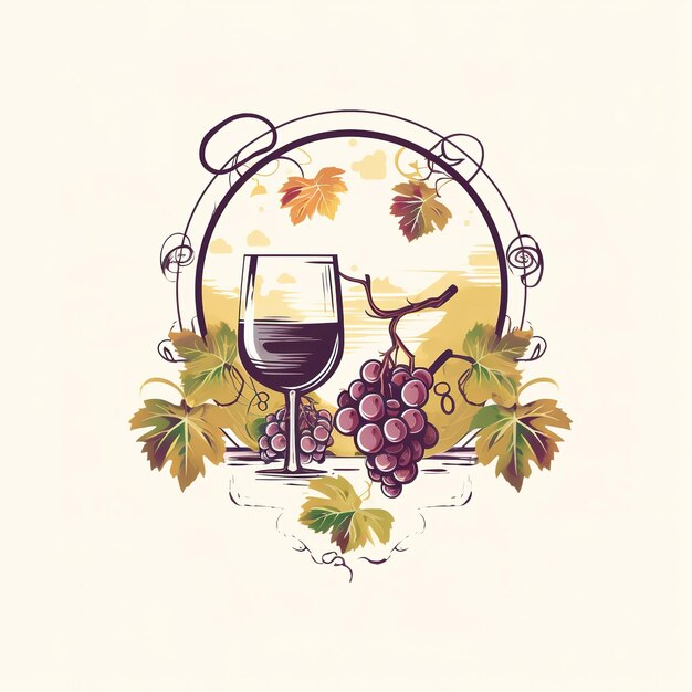 Foto vino con uva illustrazioni dipinte a mano set di clip art
