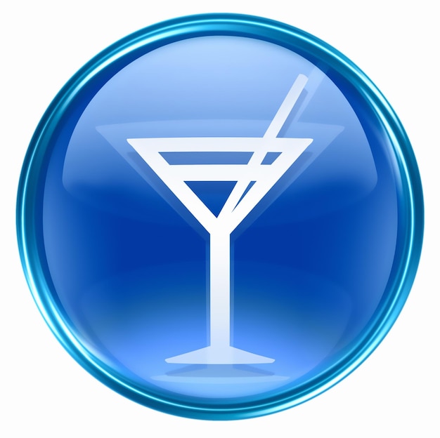 Foto icona di bicchiere di vino blu isolata su bianco