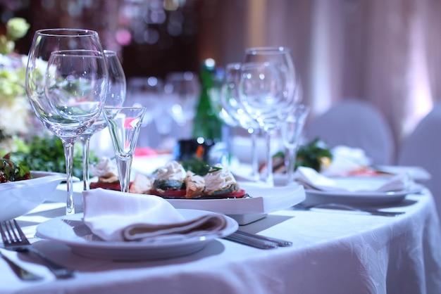 Wineglass on a table in a restaurant