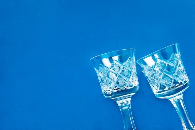 Wineglasses on blue background