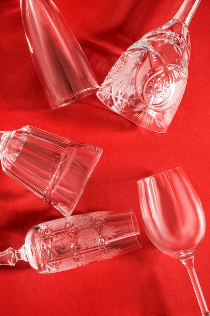 Wineglasses on red background