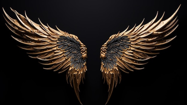 Wing gold in black background Generate AI