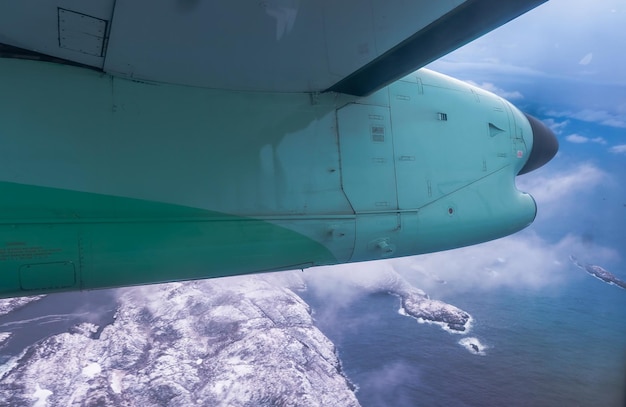 The wing of windere airplane was flew over norway march\
2018