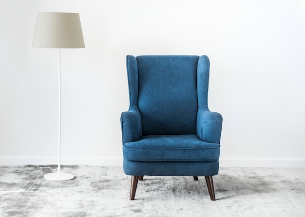 Foto wingback blauwe bank in een kamer