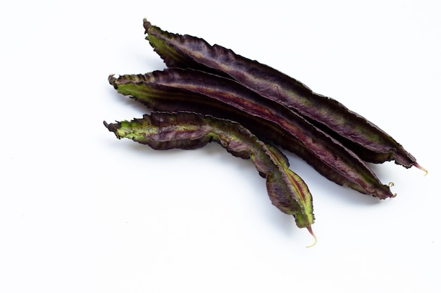 Winged bean on white