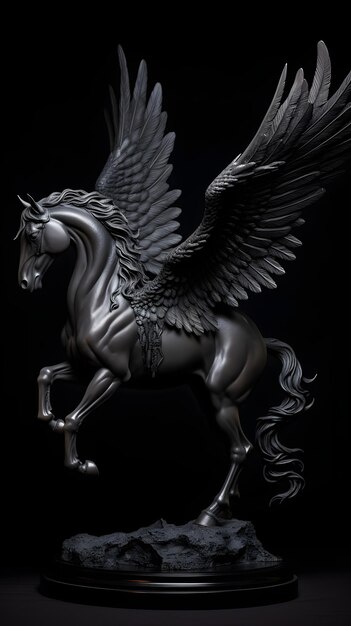 Photo a winged horse with wings and a tail