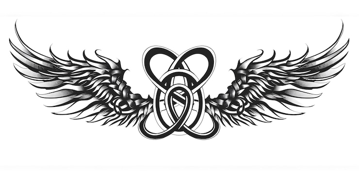Foto winged infinity zeer eenvoudige traditionele tatoeage flash stijlen illustratie