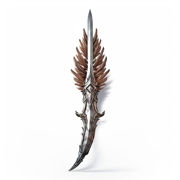 Winged spear with white background high quality ultra