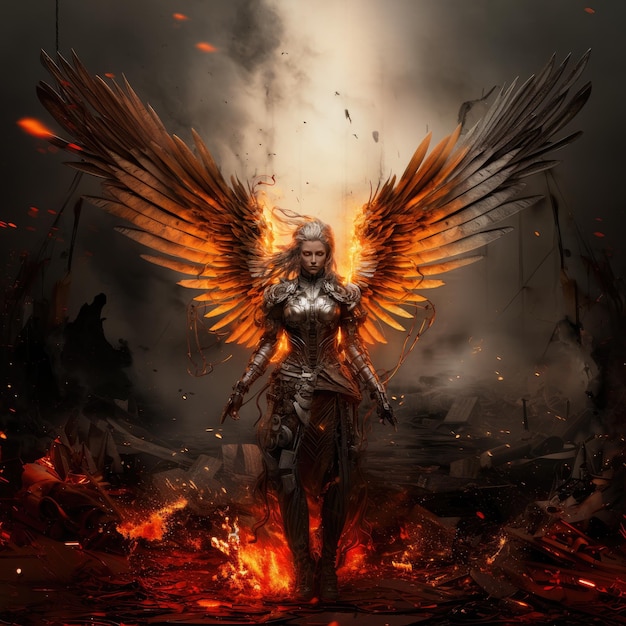 Winged Vengeance Taylor Hebert van Worm getransformeerd in een Oranje Aura Valkyrie in een Desolate Surre