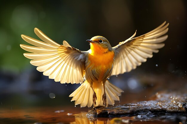 野生動物の写真に焦点を当てた翼のある不思議な鳥