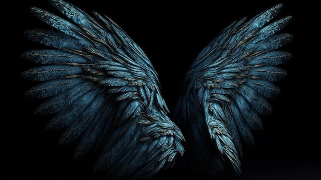 Wings on a black backgroundgenerative ai