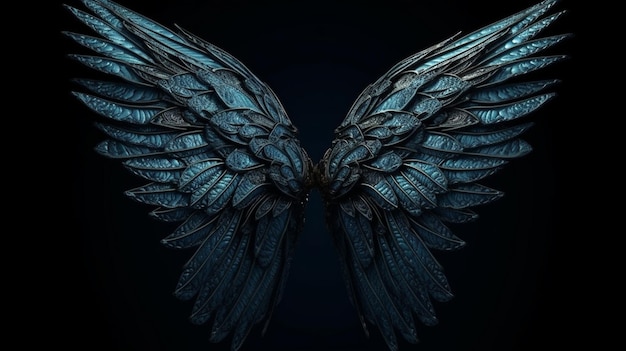 Wings on a black backgroundgenerative ai